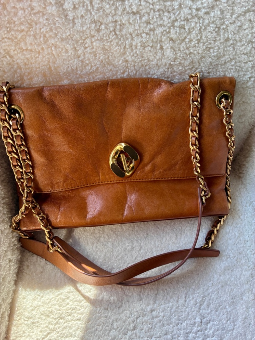 Rebecca Minkoff Tan Leather Chain-Handle Shoulder Bag